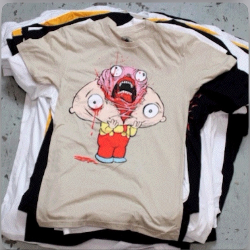 Alex Pardee E.T. Exclusive T-Shirt Club Top “No Longer Stewie” Family Guy Tee